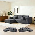 106 Corduroy Boneless Modular Sectional Sofa Cloud-Louch Deep Seat Sofa with Left Chaise for Living Room &amp Bedroom（L-Shaped Left Hand Facing ）