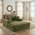 53 Oversized Chaise Lounge Chair Indoor Modular 3-in-1 Corduroy Boneless Chair Cloud-Like Cozy Comfy Sofa Bed Sleeper Couch for Reading Living Room Bedroom Green