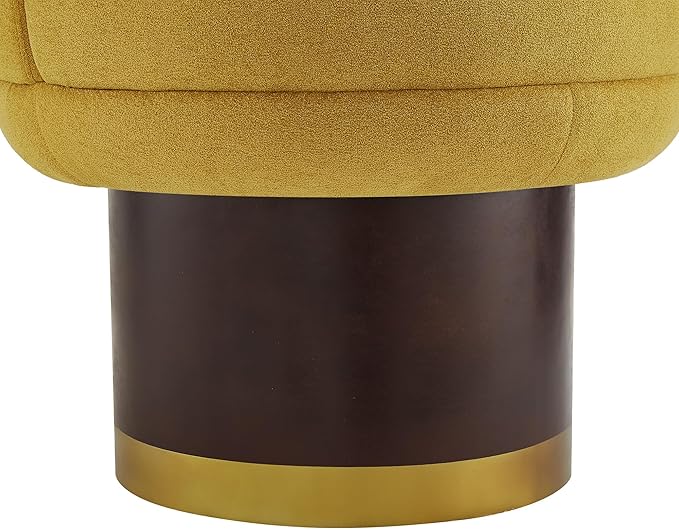 Christopher Knight Home Mirin Upholstered 360° Swivel Accent Chair Chenille Fabric Swivel Barrel Chair Modern Vanity Chair for Living Room Bedroom Yellow+Brown