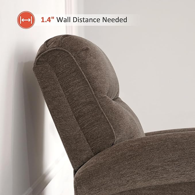 MCombo Power Wall Hugger Recliner Chair for Small Space RV Living Room USB &amp USB-C Charging Ports Modern Rolled Arm Recliner PR630 (Dark Brown Medium)
