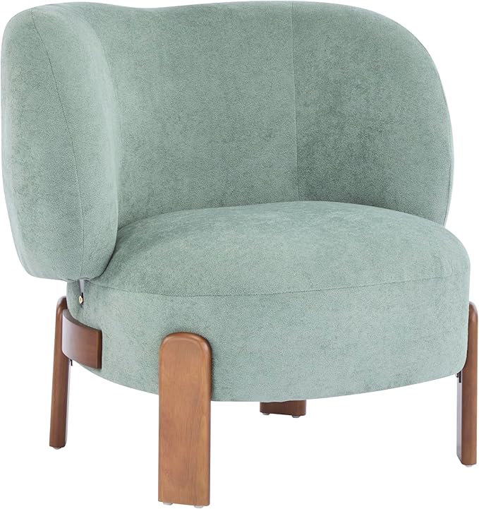 Christopher Knight Home Lily Solid Wood Wingback Accent Chair Fabric Upholstered Club Chair Curved Backrest Single Sofa Comfy Reading Lounge Chair for Living Room Soft Cushion Seating Green