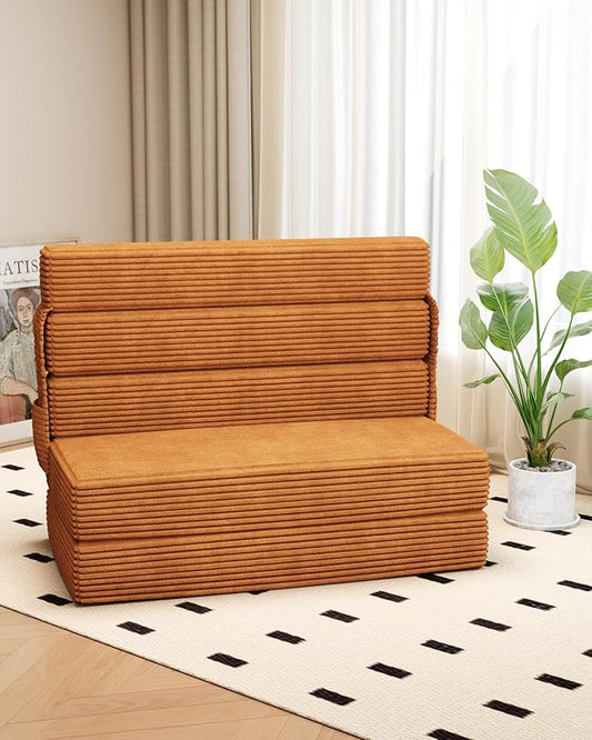Zenzy 5-Fold Folding Sofa Bed No-Assembly Memory Foam Sleeper Chair with Washable Cover Convertible Floor Couch for Dorm Apartment &amp Guest Room Twin Size (75 L x 38 W)