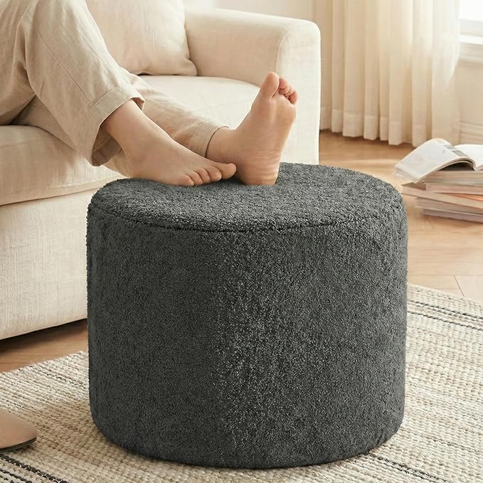 Round Ottoman for Swivel Accent Chair Barrel Chair with Modern Foot Rest for Bedroom Soft Bean Bag Foot Stools Ottoman for Living RoomOffice (Grey)