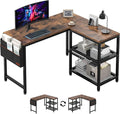 VECELO L Shaped Desk 49 Inch Computer Gaming Study Writing Table Home Office Workstation with Storage Shelves &amp Bag