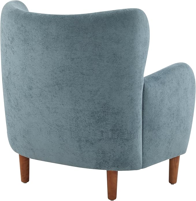 Christopher Knight Home Dolly Mid-Century Modern Velvet Upholstered Wingback Club Chair Living Room Lounge Chair for Relaxation Reading Armchair Solid Wood Living Room Accent Chair Aqua Blue+Brown