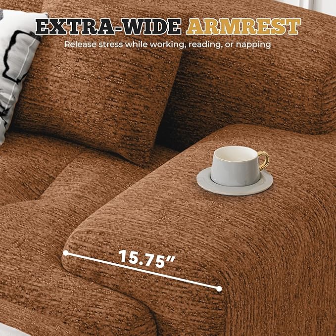 158 Modern U Shaped Modular Sectional Sofa Boneless Couches for Living Room with Ottoman6 Seater Convertible Chenille Cloud Couch Sofa Set No Assembly Required Orange 1 PCS