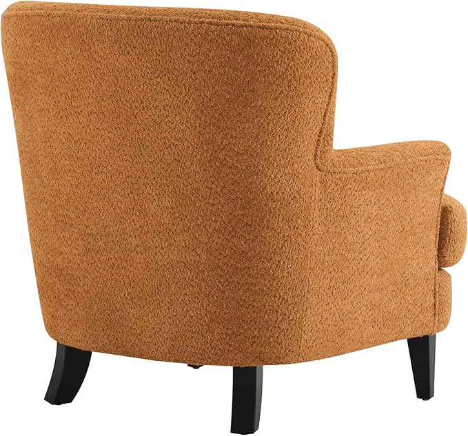 Christopher Knight Home Winnie Boucle Upholstered Wingback Accent Chair and Ottoman Footrest Living Room Lounge Chair and Ottoman Set Bedroom Comfy Reading Chair with Footrest Stool Caramel Orange