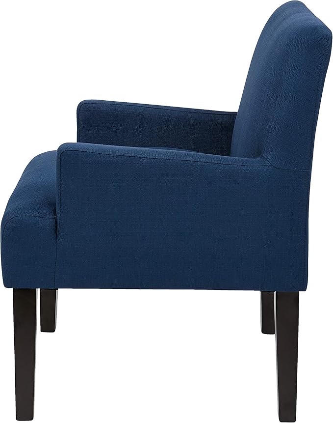 OSP Home Furnishings Main Street Upholstered Guest Chair with Espresso Finish Accents Woven Indigo Fabric