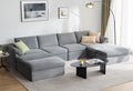 LINSY HOME 139 Modular Couch Modern Boneless Cloud Couch U Shaped Sofa with Movable Ottomans Deep Seat Corduroy Sectional Couches for Living Room Apartment No Assembly Required Grey