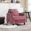 Wood Frame Armchair Modern Accent Chair Lounge Chair for Living RoomTufted Club Chair Mid Century Modern Arm Chairs with Studded Solid Wood Frame for Bedroom Reading(Wine red Chenille)