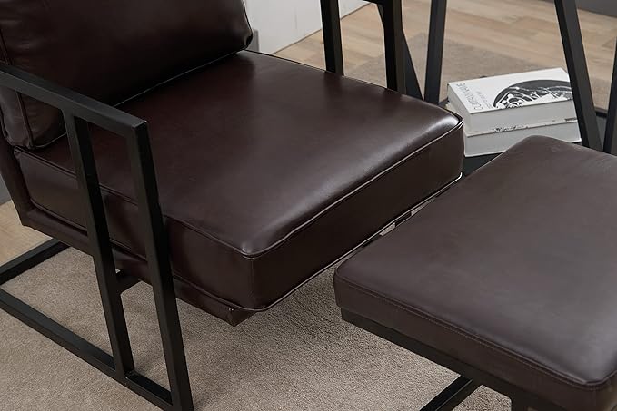 Recliner Sofa Chair PU Leather Living Room Chair Modern Style Soft and Comfortable Lounge Chair with Stool