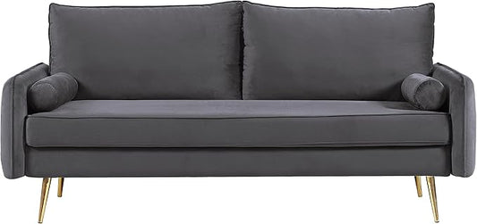 Kent Modern Sofa European Style Velvet Living Room Furniture with Tapered Legs Vintage Flair and Sleek Design Couch Grey