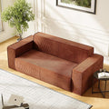 PUREMIND 3 Seater Corduroy Couch for Living Room 76 Modern Sofa in a Box No Installation &amp Easy to Transport Deep Seat Sofa with Wide Armrest Orange
