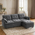 Oversized Modular Sectional Sofa with Ottoman 96.5'' 3 Seat Deep Seat Chenille Couch Convertible L Shaped Sofa with Pillows Comfy Seating Couch for Living Room Apartment Office (Grey)