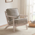 BELLEZE Mid Century Modern Chair with Sturdy Wood Frame Upholstered Linen Arm Chair Easy Assembly Comfortable Accent Chair for Living Room Bedroom Office - Maximus (Gray)