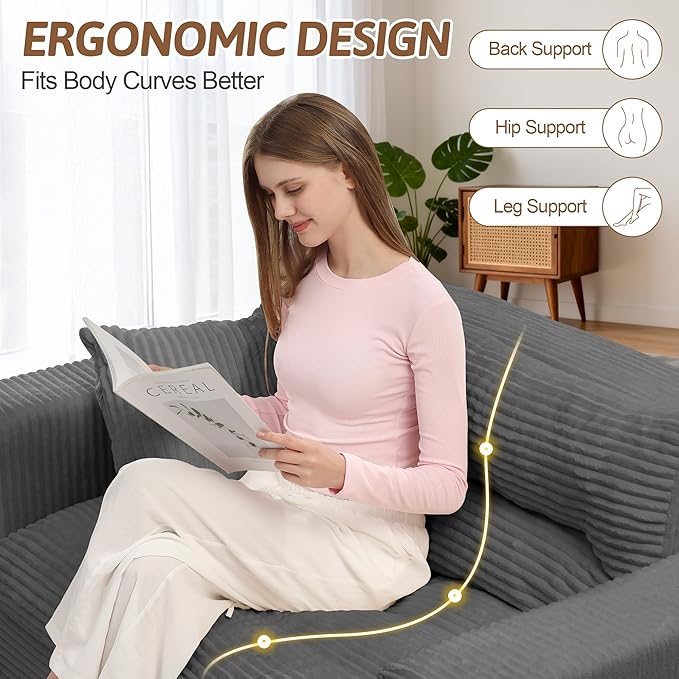 Convertible Sofa Bed Pull Out Boneless Couch Loveseat Floor Sofa Bed with Pillows 2-Seater Folding Sofa Loveseat Boneless Couch for Living Room Bedroom Apartment Office(Grey)