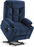 MCombo Power Lift Recliner Chair with Extended Footrest for Elderly People Fabric 7283 (Navy Blue Large)