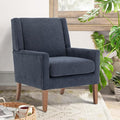 COLAMY Modern Wingback Living Room Chair Upholstered Fabric Accent Armchair Single Sofa Chair with Lounge Seat and Wood Legs for Bedroom/Office/Reading Spaces Blue