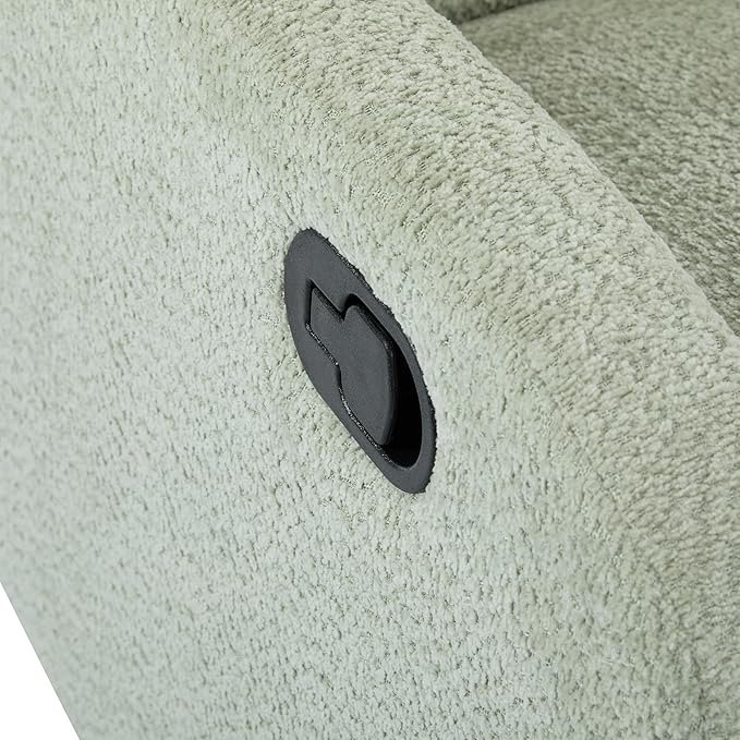 Christopher Knight Home Sidney Boucle Fabric Upholstered 360° Swivel Chair Push-Back Recliner Solid Wood Glider Recliner with Rotation Living Room Lounge Chair Adjustable Backrest Greyish Green