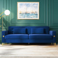85.63 Velvet SofaModern Loveseat Couch with Pillows Set of 2 for Living RoomBedroomApartment Furniture with Gold Metal Legs (Blue)