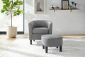 Modern Accent ChairUpholstered Arm Chair Corduroy Single Sofa Chair with Ottoman Foot Rest Comfy Armchair for Living Room Bedroom and OfficeGrey