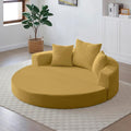 Folding Sofa Bed Corduroy Circular Boneless Couch No Assembly Convertible Sleeper Sofa with 3 Pillow Comfy Futon Sofa Bed for Apartment Office Bedroom Living Room Yellow