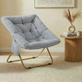 Folding Saucer Chair Comfy Reading Chair with Soft Thick Padded Seat Plush Faux Fur Lounge Chair for Small Space Bedroom Dorm Living Room X-Large Lazy Chair for Adults Teens Kids