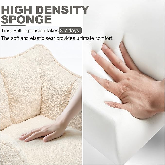 47.2 Inch Oversized 2 Piece Single Sofa Set Comfy Beanbag Chairs with Scratch-Resistant Pet-Friendly Chenille Modern Couch with Arms No Assembly Required Beige