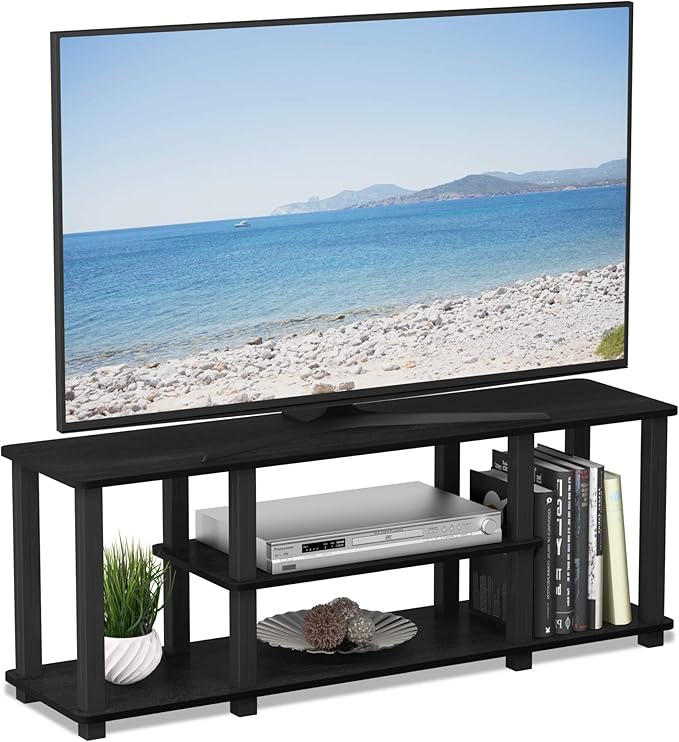 Furinno ‎20 Pounds Turn-N-Tube No Tools 3D 3-Tier Entertainment TV Stand up to 50 inch TV Square Tubes Americano/Black