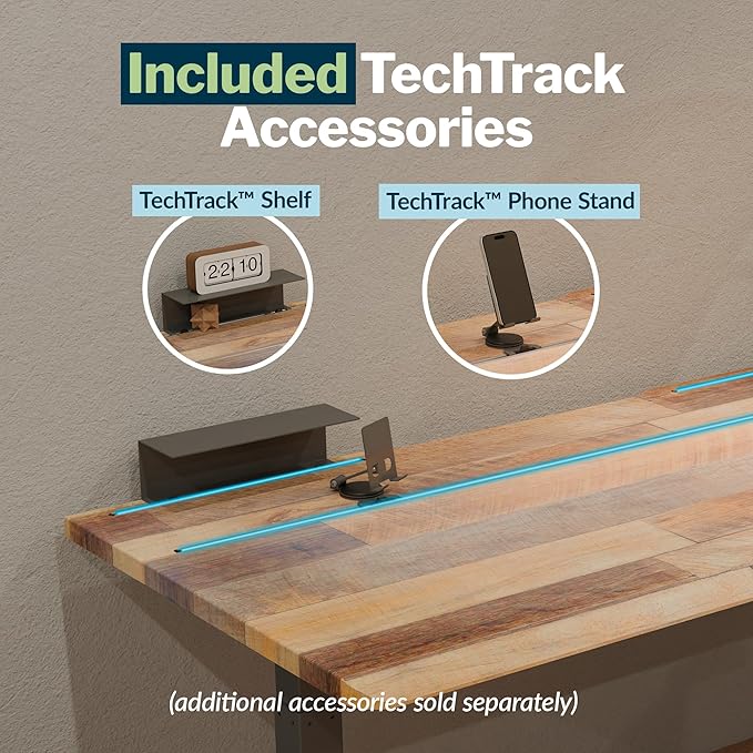 Vari ComfortEdge 60x30 Adjustable Electric Standing Desk with TechTrack - Sit Stand VariDesk with Memory Presets Included Phone Stand &amp Shelf 200 LB Capacity Tool-Free Assembly (Reclaimed Wood)