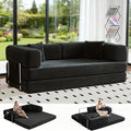 Folding Sofa Bed Convertable Corduroy Couch King Size Floor Sleeper 4-in-1 DIY Combination Modular Sofa Fold Out Futon Lounge Comfy Foldable Lazy cama for Living Room (Black 80.15)