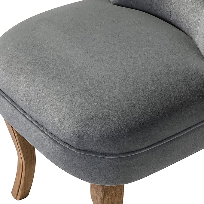 Modern Velvet Vanity Chair with with Solid Wood Legs Upholstered Vanity Stool with Low Back Small Makeup Chair Home Decor for Bedroom Living Room Dressing Table Women Girls