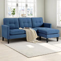 L Shaped Sectional Sofa with Movable Ottoman Lounge Sectional Sleeper Sofa Couch for Apartment &amp Small Space Small Couch for Living Room Blue