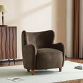 Christopher Knight Home Auden Wingback Accent Chair Fabric Club Chair Velvet Upholstered Armchair Curved Backrest Single Sofa Soft Cushion Seating Reading Lounge Chair for Living Room Brown