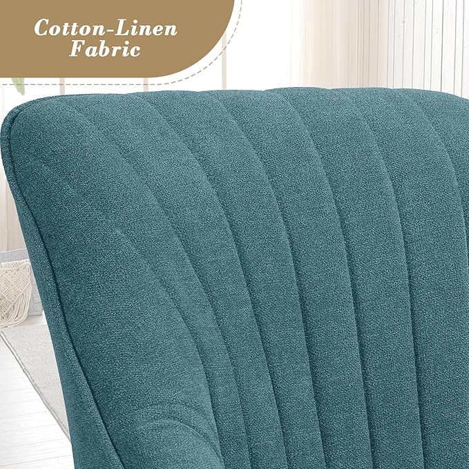 Athena Collection Modern Accent Chair Comfy Swivel Reading Chair for Adults Soft Upholstered Fabric Armchair with Wooden Legs for Living Room Bedroom Dorm Office Sky Blue