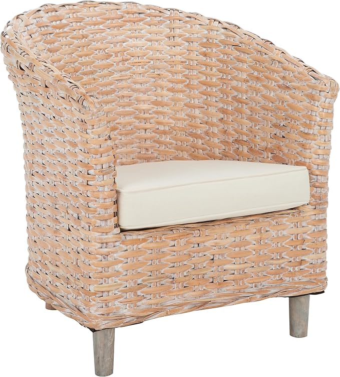Safavieh Home Omni 18-inch Natural White Wash Rattan Barrel Chair