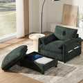 Oversized Accent Sofa Chair with Ottoman Chaise Lounge Chair with USB Charger Phone Holder Side Pockets Chenille Reading Armchair for Living Room Bedroom Home Theater(Olive Green)