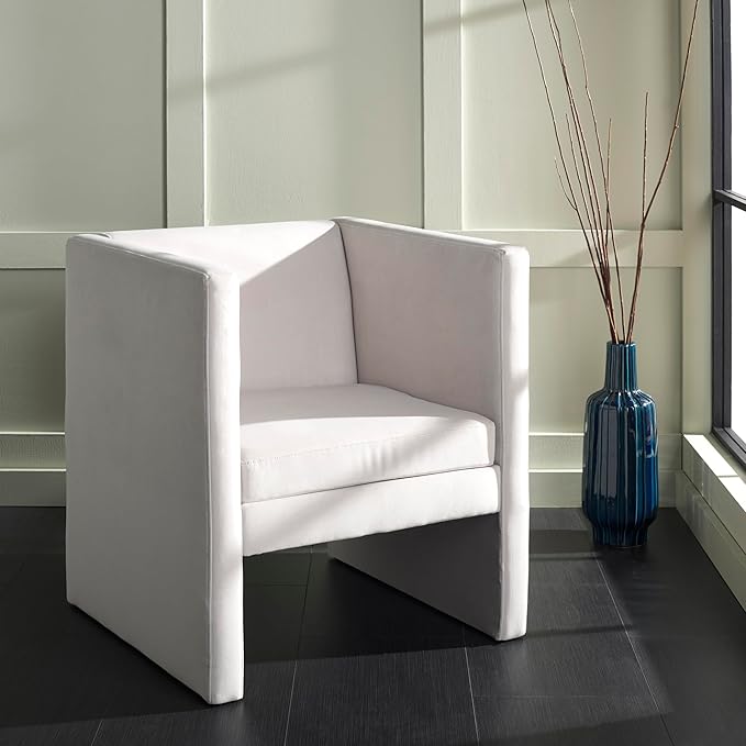 SAFAVIEH Home Collection Gisle Modern Light Grey Velvet Accent Chair (Fully Assembled)