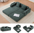 71'' Convertible Sofa Bed with Storage Pocket - Boneless Loveseat with Fixed-Shape Frame - Loveseat Sofa Bed with Pillow Support Folding Couch for Living Room Office Bedroom (Green)