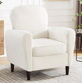Accent Chair Mid Century Modern Arm Chair with Thick Cushion and Back Comfy Upholstered Reading Chair Single Sofa Chair for Living Room Bedroom Club Beige