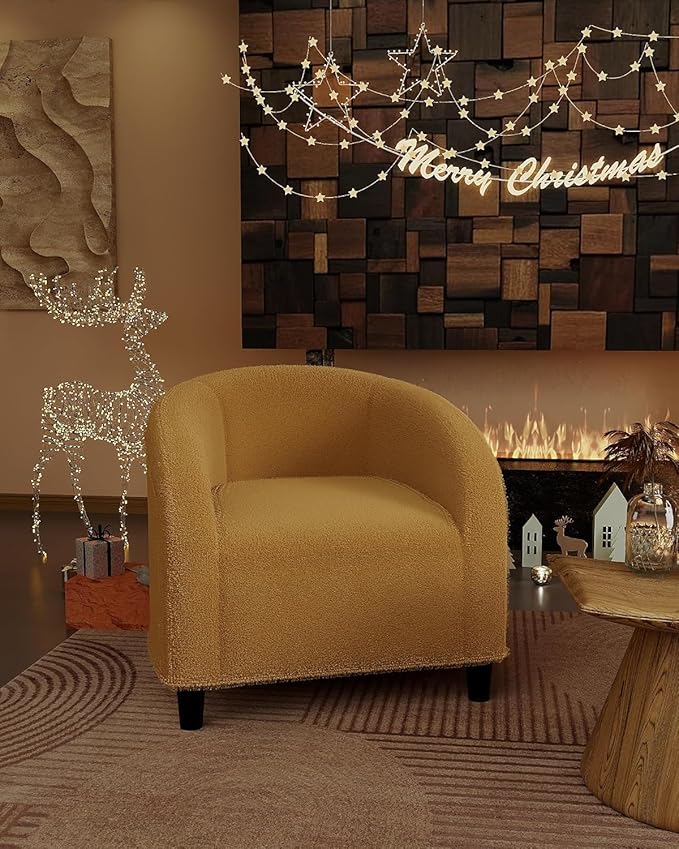Accent Chair for Living Room Chairs Reading Chair for Bedroom Scooped Arm Chair Mid Century Modern Accent Chairs Upholstered Comfy Chair for Bedroom Waiting Room Reception Chairs Boucle