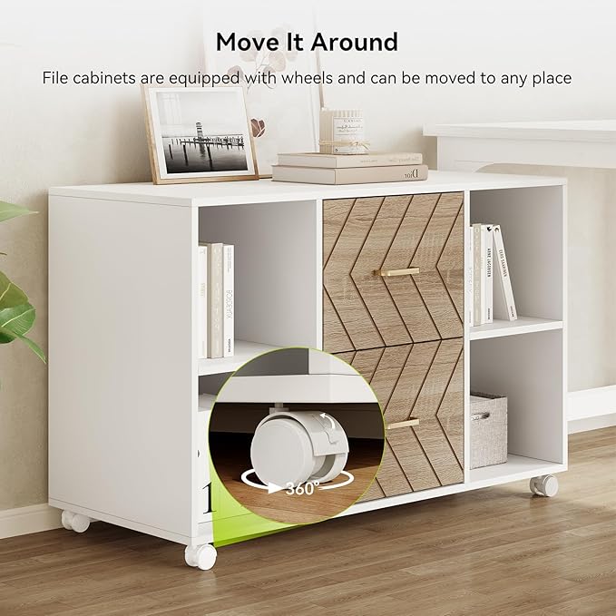 Little Tree 63-Inch L-Shaped Office Desk Wooden Office Desk with Drawers Large Home Office with Storage Shelf Corner Computer Desk for Home Office Bedroom White