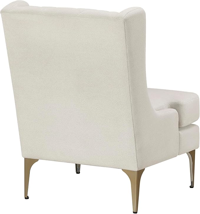 Lexicon Modern Accent Chair Living Room Chenille Upholstered Single Sofa Chair with Gold Metal Legs Wing Back &amp Diamond Stitched Back Armchair for Bedroom/Office/Waiting Room Taupe