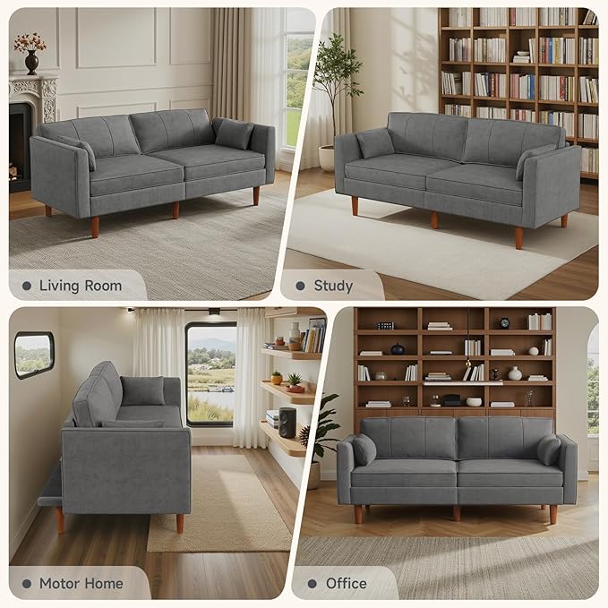 ONBRILL 71 Futon Sofa BedConvertible Sleeper Couch with Adjustable Backrest Folding Loveseat for Apartment Living Room Office Faux LeatherGrey