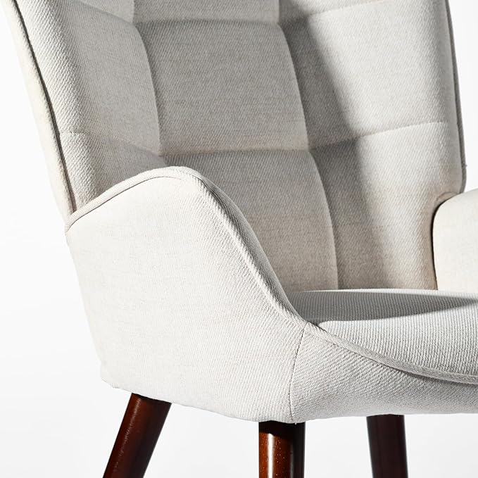 Homy Casa Accent Chair - Modern Upholstered Arm Chair with Comfortable Padded Seat High Backrest and Wooden Legs - Lounge Chair for Living Room Bedroom or Mid-Century Modern Décor