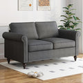 Loveseat Sofa Couches for Living Room 2 Sofa Seat for Small Spaces Mid Century Modern Couch with Armrest and Backrest Soft Cushion Sofa for Home/Office/Apartment - Dark Grey