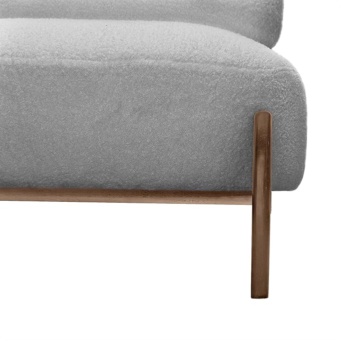 Modern Living Room Accent Chair Teddy Fleece Solid Rubberwood Frame Contemporary Lounge Seating for Reading Corner (Gray)