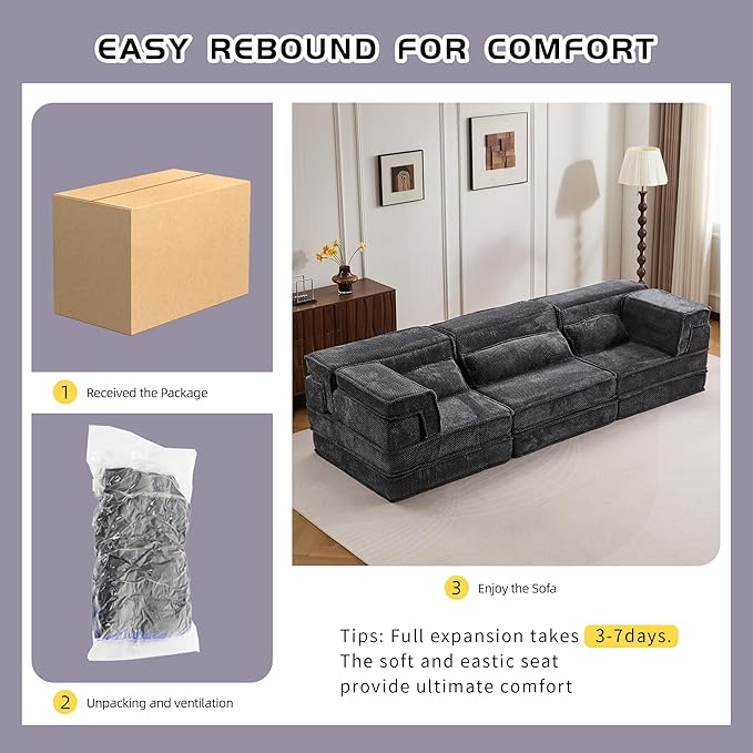 KEIKI 2Seat Modular Velvet Sofa Couch with Chaise Memory Foam for Living Room Home Office Style Conscious Homeowners Cozy Warm Perfect for Entertaining Relaxation Classic Refined Design Dark Grey