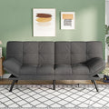 Opoiar Convertible Futon Sofa Bed71 Memory Foam Futon CouchDetachable CushionAdjustable Backrest &amp ArmrestLinen Modern Loveseat Sleeper Recliner for Living RoomOfficeApartmentRetro Grey