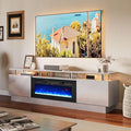 80 TV Stand &amp Entertainment Center Media Console with Storage Cabinet Fits TVs up to 90 Modern Living Room Furniture 36 Electric Fireplace (Grey+Black)